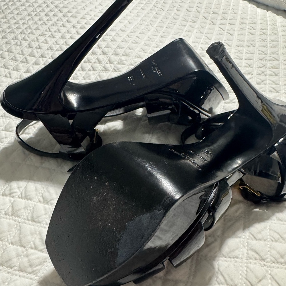 Saint Laurent Black Platform Sandals with Strappy Design - Picture 9 of 14
